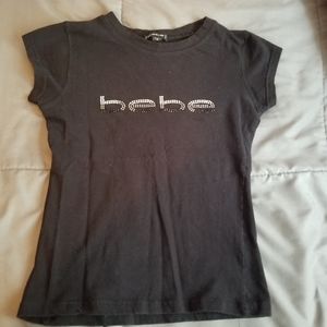 bebe Black Crop Top Baby Tee y2k 00s style Sz Sm
